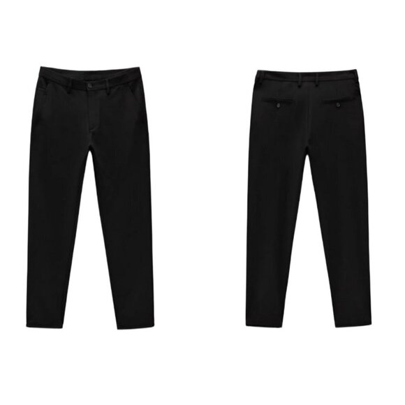 ZARA TEXTURED COMFORT TROUSERS BLACK0706/715